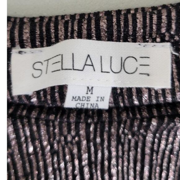 Stella Luce Dress Womens Medium Black Metallic Knee Length Sexy Bodycon Chic NWT - Picture 5 of 7